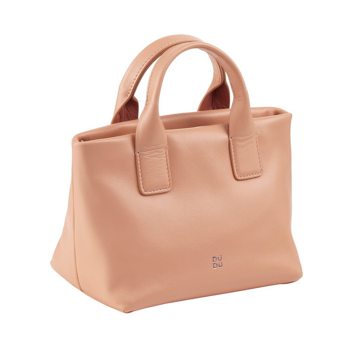 DUDU Borsa Donna Piccola a Tracolla in Vera Pelle, Borsa Mini Bag da Sera Elegante, 22 x 13 cm, Doppi Manici, Tracolla a Catena, Chiusura Zip