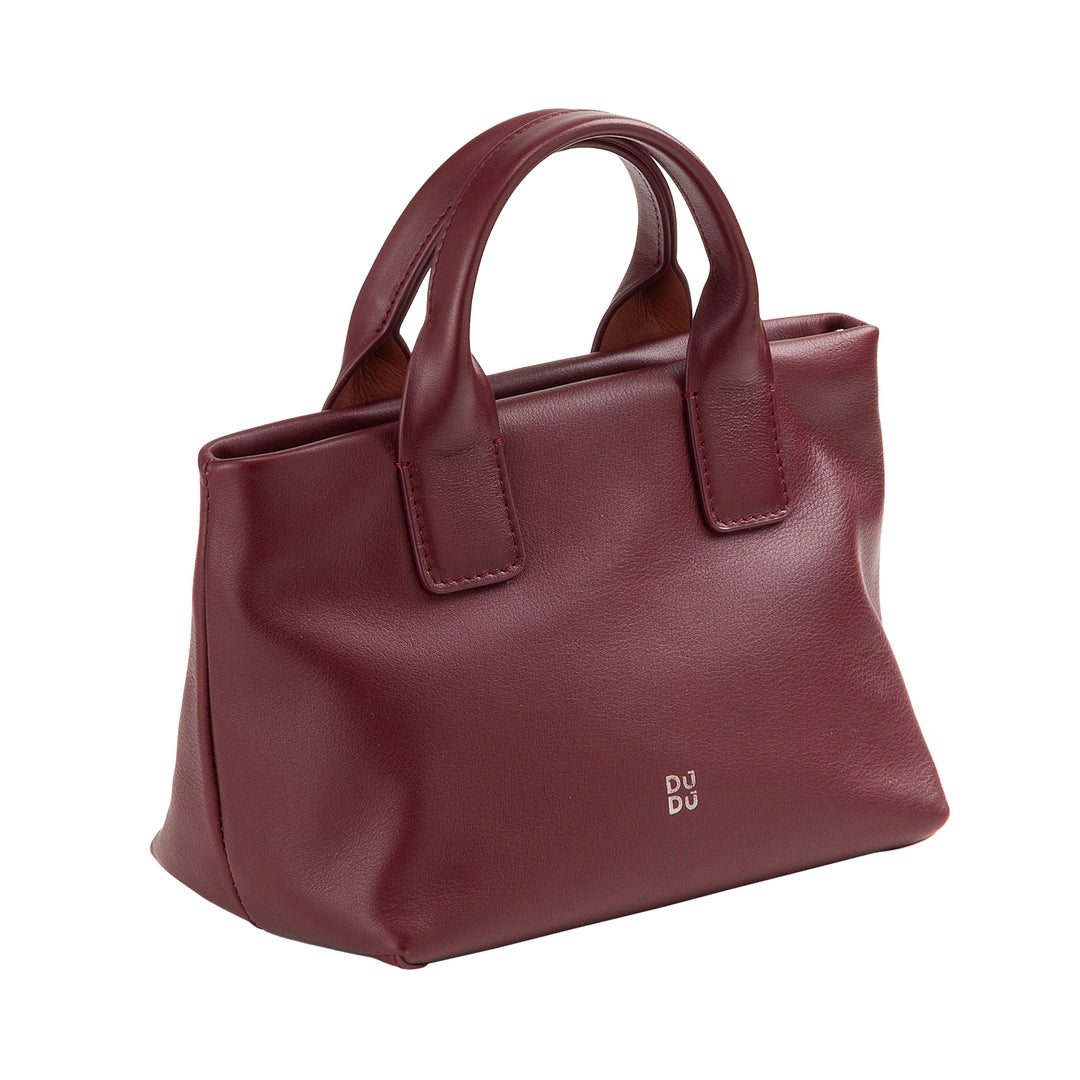 DUDU Borsa Donna Piccola a Tracolla in Vera Pelle, Borsa Mini Bag da Sera Elegante, 22 x 13 cm, Doppi Manici, Tracolla a Catena, Chiusura Zip
