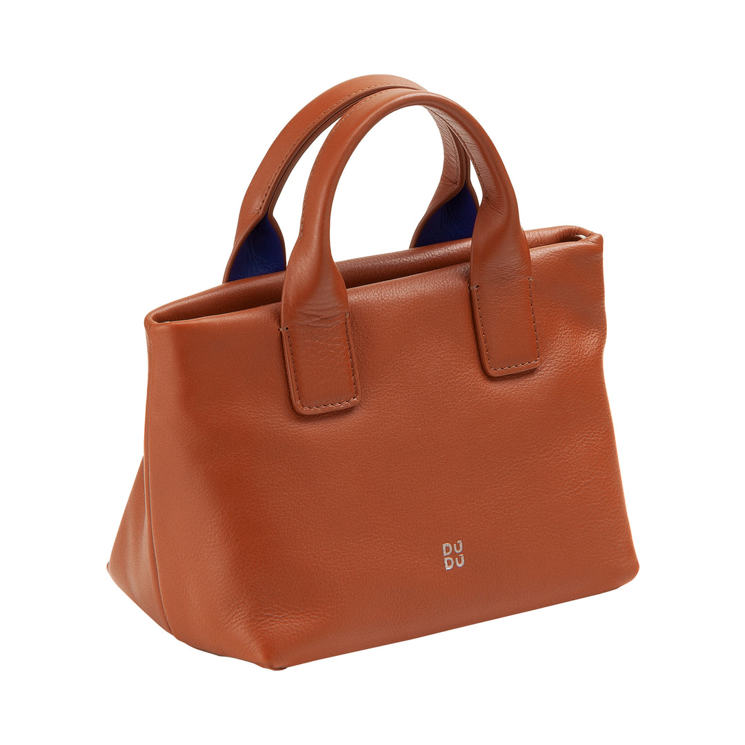 DUDU Borsa Donna Piccola a Tracolla in Vera Pelle, Borsa Mini Bag da Sera Elegante, 22 x 13 cm, Doppi Manici, Tracolla a Catena, Chiusura Zip