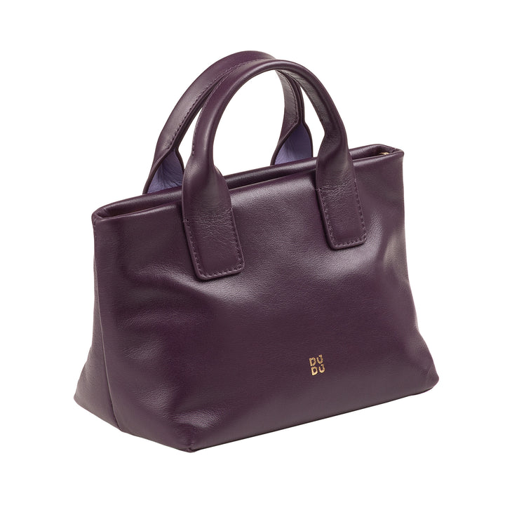 DUDU Borsa Donna Piccola a Tracolla in Vera Pelle, Borsa Mini Bag da Sera Elegante, 22 x 13 cm, Doppi Manici, Tracolla a Catena, Chiusura Zip