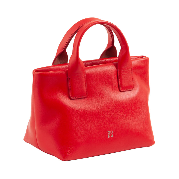 DUDU Borsa Donna Piccola a Tracolla in Vera Pelle, Borsa Mini Bag da Sera Elegante, 22 x 13 cm, Doppi Manici, Tracolla a Catena, Chiusura Zip