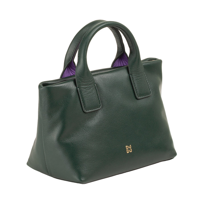 DUDU Borsa Donna Piccola a Tracolla in Vera Pelle, Borsa Mini Bag da Sera Elegante, 22 x 13 cm, Doppi Manici, Tracolla a Catena, Chiusura Zip