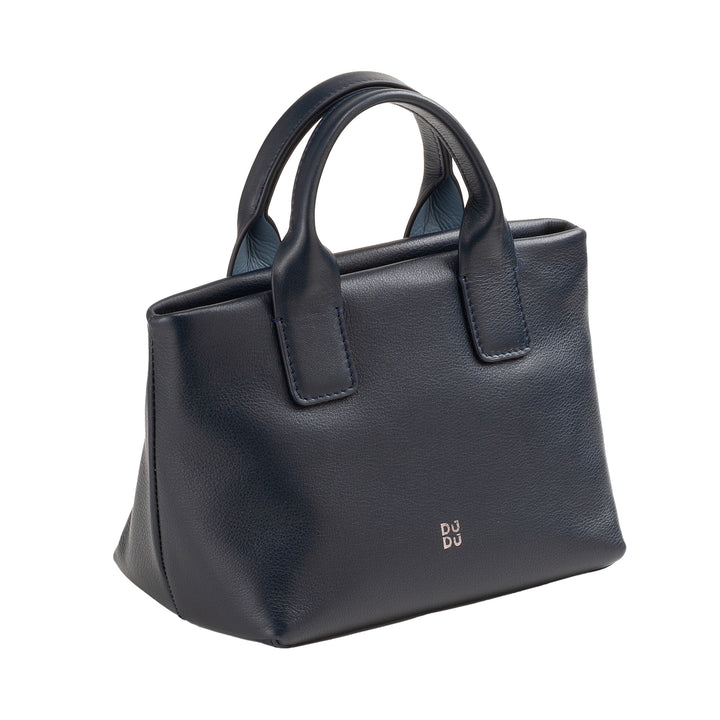 DUDU Borsa Donna Piccola a Tracolla in Vera Pelle, Borsa Mini Bag da Sera Elegante, 22 x 13 cm, Doppi Manici, Tracolla a Catena, Chiusura Zip