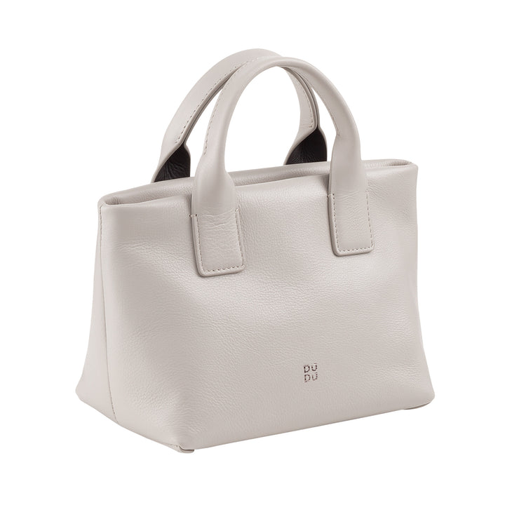 DUDU Borsa Donna Piccola a Tracolla in Vera Pelle, Borsa Mini Bag da Sera Elegante, 22 x 13 cm, Doppi Manici, Tracolla a Catena, Chiusura Zip