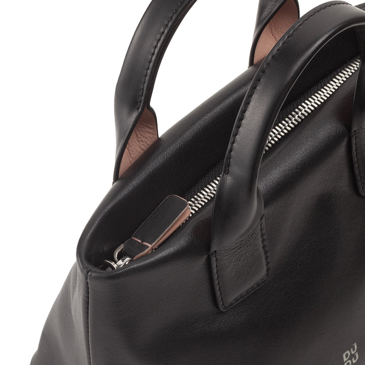 DUDU Borsa Donna Piccola a Tracolla in Vera Pelle, Borsa Mini Bag da Sera Elegante, 22 x 13 cm, Doppi Manici, Tracolla a Catena, Chiusura Zip