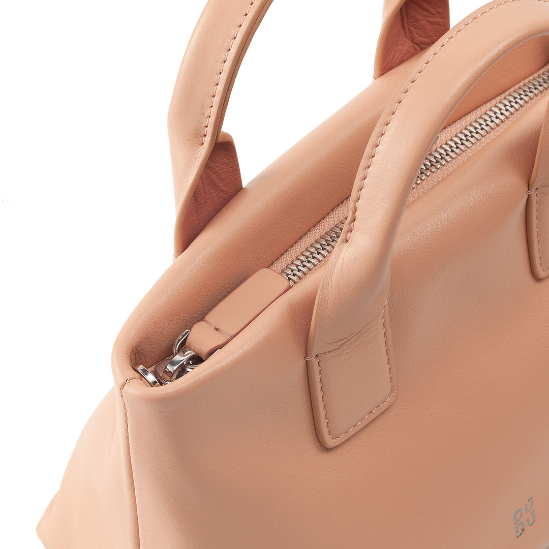 DUDU Borsa Donna Piccola a Tracolla in Vera Pelle, Borsa Mini Bag da Sera Elegante, 22 x 13 cm, Doppi Manici, Tracolla a Catena, Chiusura Zip