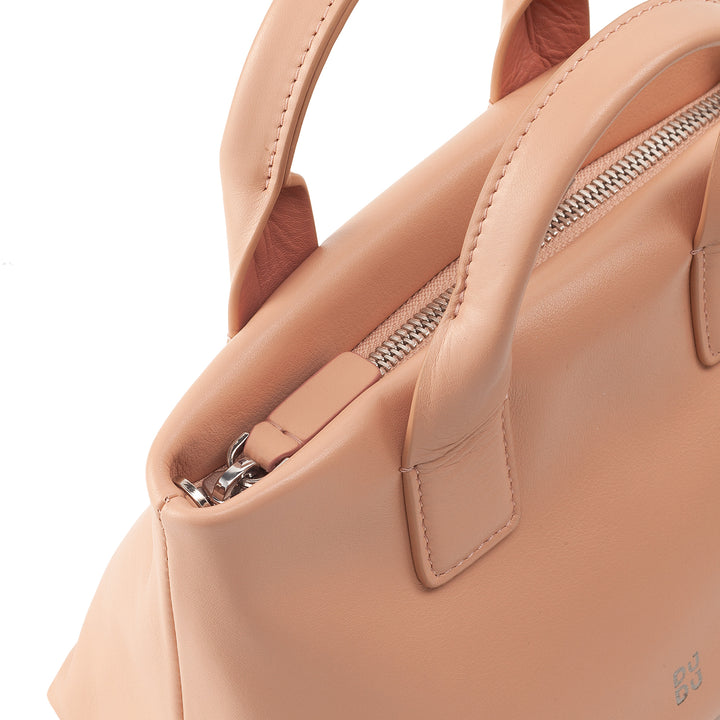 DUDU Borsa Donna Piccola a Tracolla in Vera Pelle, Borsa Mini Bag da Sera Elegante, 22 x 13 cm, Doppi Manici, Tracolla a Catena, Chiusura Zip