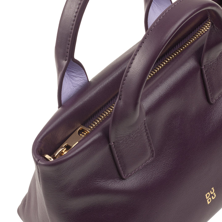 DUDU Borsa Donna Piccola a Tracolla in Vera Pelle, Borsa Mini Bag da Sera Elegante, 22 x 13 cm, Doppi Manici, Tracolla a Catena, Chiusura Zip