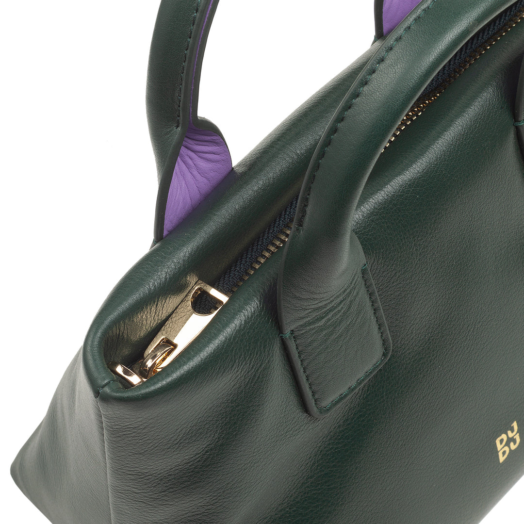 DUDU Borsa Donna Piccola a Tracolla in Vera Pelle, Borsa Mini Bag da Sera Elegante, 22 x 13 cm, Doppi Manici, Tracolla a Catena, Chiusura Zip