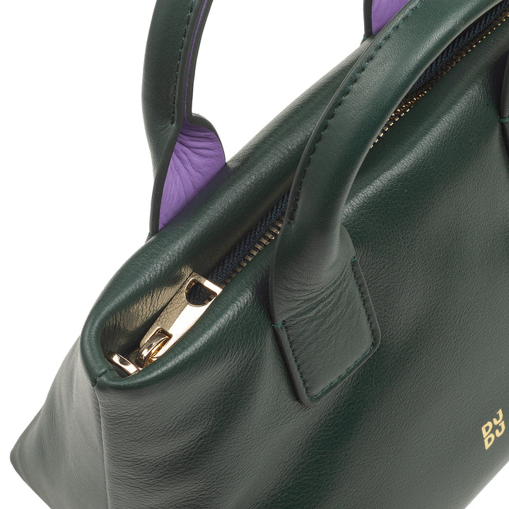 DUDU Borsa Donna Piccola a Tracolla in Vera Pelle, Borsa Mini Bag da Sera Elegante, 22 x 13 cm, Doppi Manici, Tracolla a Catena, Chiusura Zip