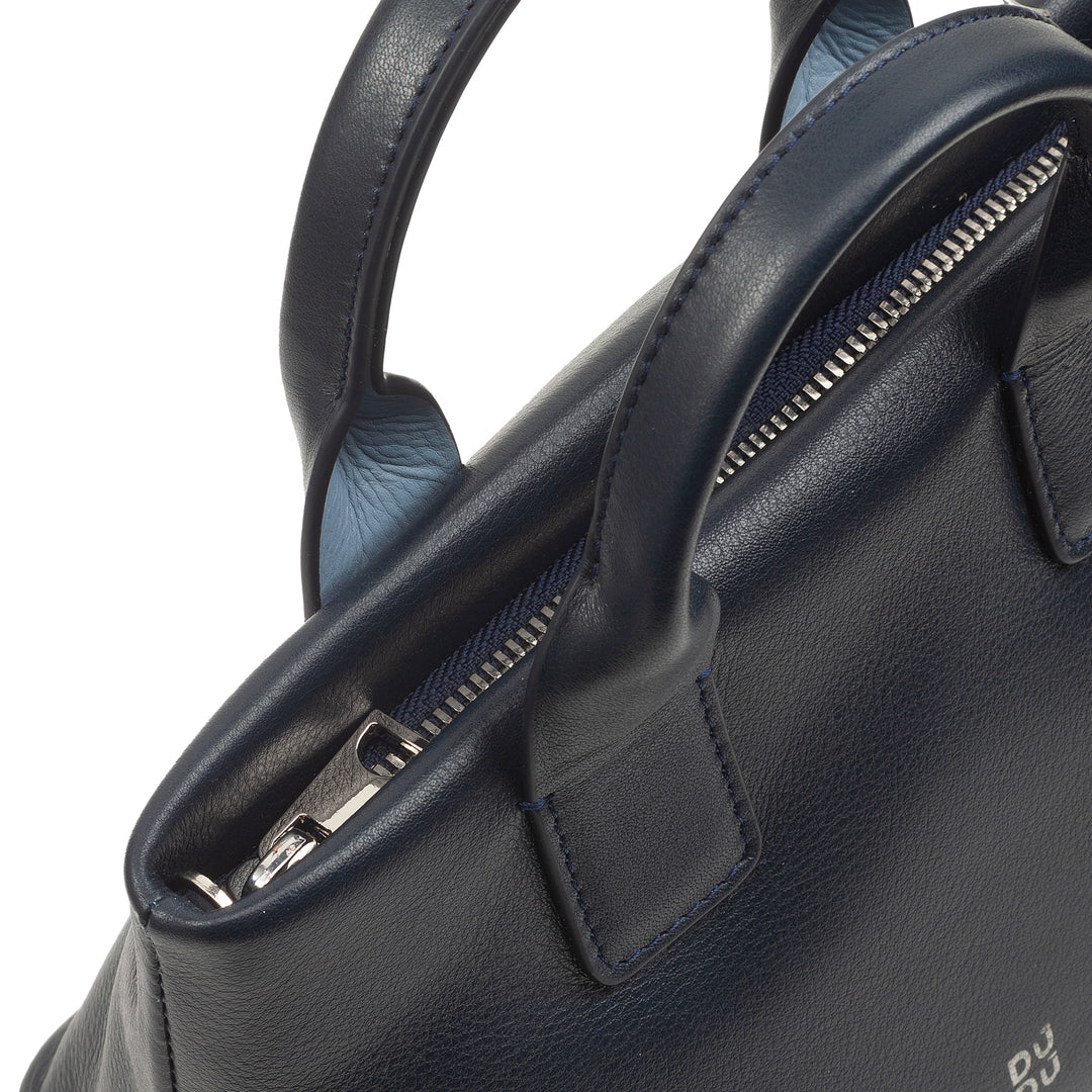 DUDU Borsa Donna Piccola a Tracolla in Vera Pelle, Borsa Mini Bag da Sera Elegante, 22 x 13 cm, Doppi Manici, Tracolla a Catena, Chiusura Zip