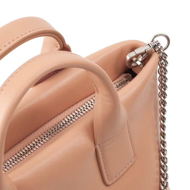 DUDU Borsa Donna Piccola a Tracolla in Vera Pelle, Borsa Mini Bag da Sera Elegante, 22 x 13 cm, Doppi Manici, Tracolla a Catena, Chiusura Zip