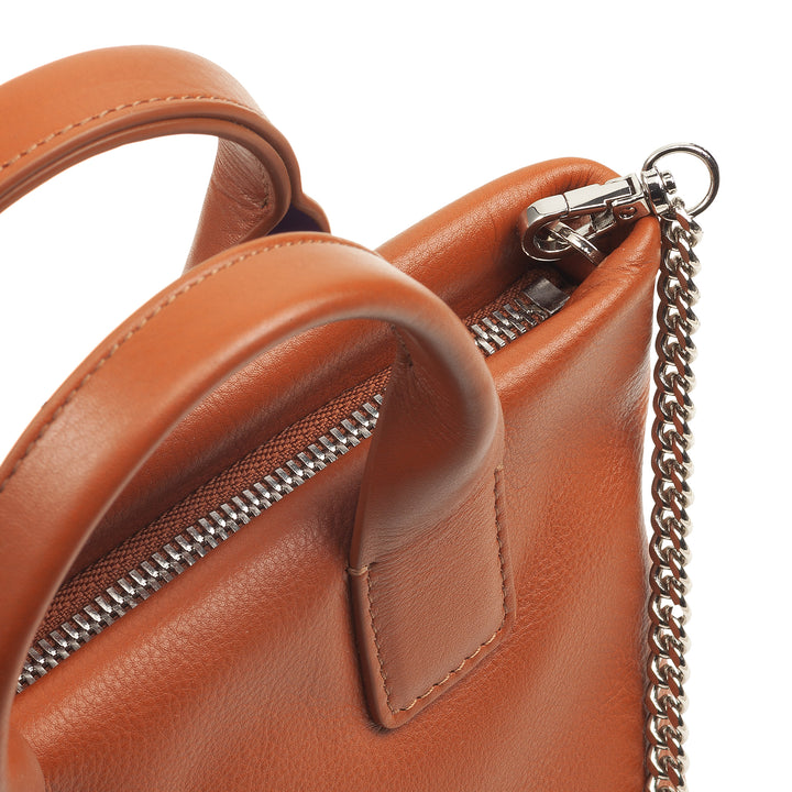 DUDU Borsa Donna Piccola a Tracolla in Vera Pelle, Borsa Mini Bag da Sera Elegante, 22 x 13 cm, Doppi Manici, Tracolla a Catena, Chiusura Zip
