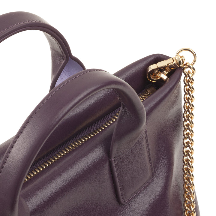 DUDU Borsa Donna Piccola a Tracolla in Vera Pelle, Borsa Mini Bag da Sera Elegante, 22 x 13 cm, Doppi Manici, Tracolla a Catena, Chiusura Zip