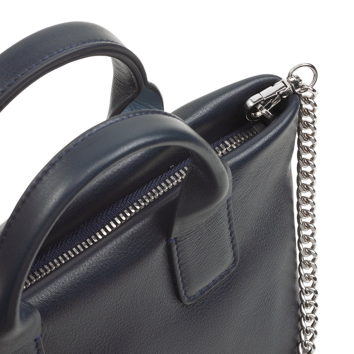 DUDU Borsa Donna Piccola a Tracolla in Vera Pelle, Borsa Mini Bag da Sera Elegante, 22 x 13 cm, Doppi Manici, Tracolla a Catena, Chiusura Zip