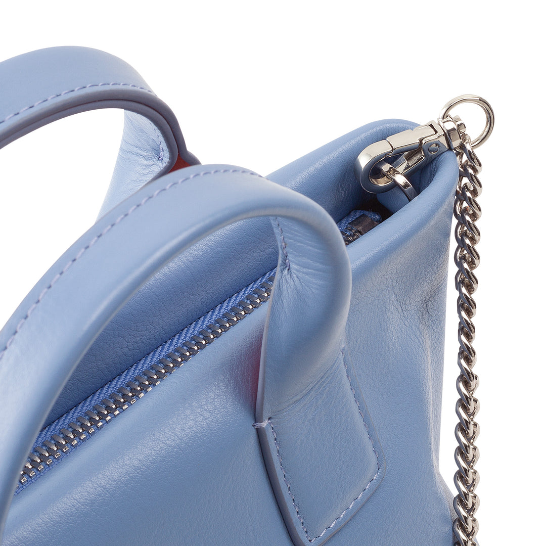 DUDU Borsa Donna Piccola a Tracolla in Vera Pelle, Borsa Mini Bag da Sera Elegante, 22 x 13 cm, Doppi Manici, Tracolla a Catena, Chiusura Zip