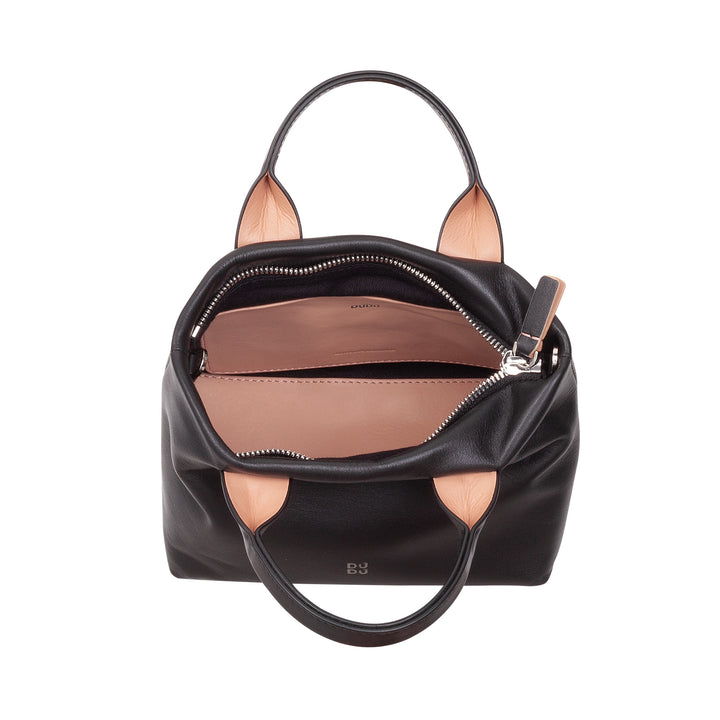 DUDU Borsa Donna Piccola a Tracolla in Vera Pelle, Borsa Mini Bag da Sera Elegante, 22 x 13 cm, Doppi Manici, Tracolla a Catena, Chiusura Zip