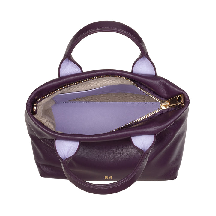 DUDU Borsa Donna Piccola a Tracolla in Vera Pelle, Borsa Mini Bag da Sera Elegante, 22 x 13 cm, Doppi Manici, Tracolla a Catena, Chiusura Zip