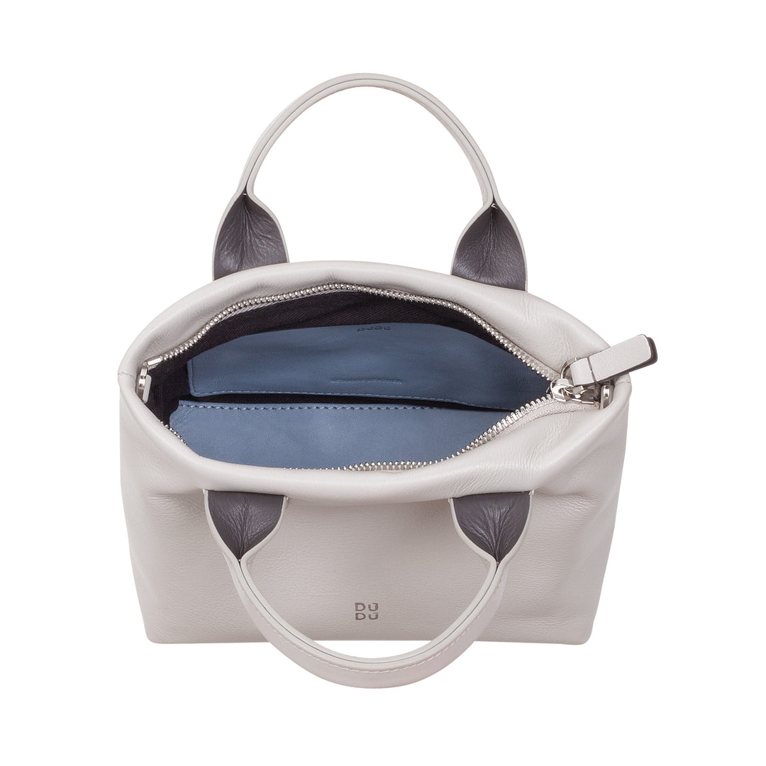 DUDU Borsa Donna Piccola a Tracolla in Vera Pelle, Borsa Mini Bag da Sera Elegante, 22 x 13 cm, Doppi Manici, Tracolla a Catena, Chiusura Zip