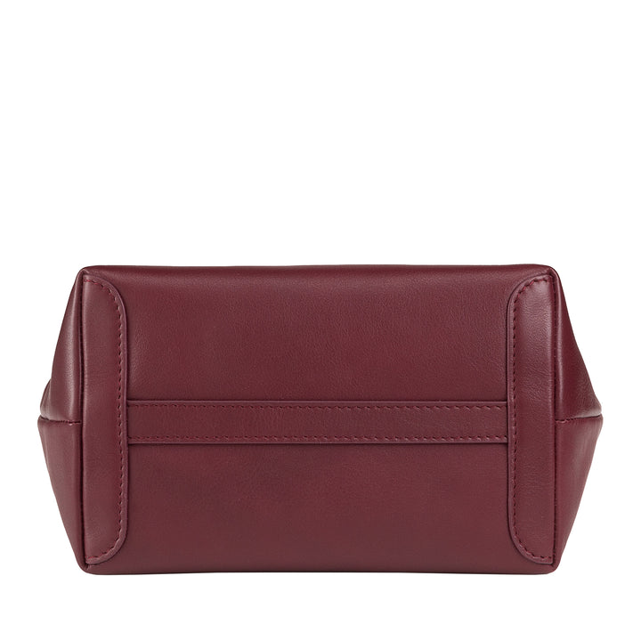 DUDU Borsa Donna Piccola a Tracolla in Vera Pelle, Borsa Mini Bag da Sera Elegante, 22 x 13 cm, Doppi Manici, Tracolla a Catena, Chiusura Zip
