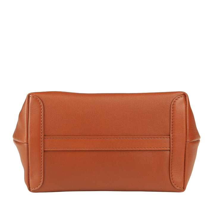 DUDU Borsa Donna Piccola a Tracolla in Vera Pelle, Borsa Mini Bag da Sera Elegante, 22 x 13 cm, Doppi Manici, Tracolla a Catena, Chiusura Zip