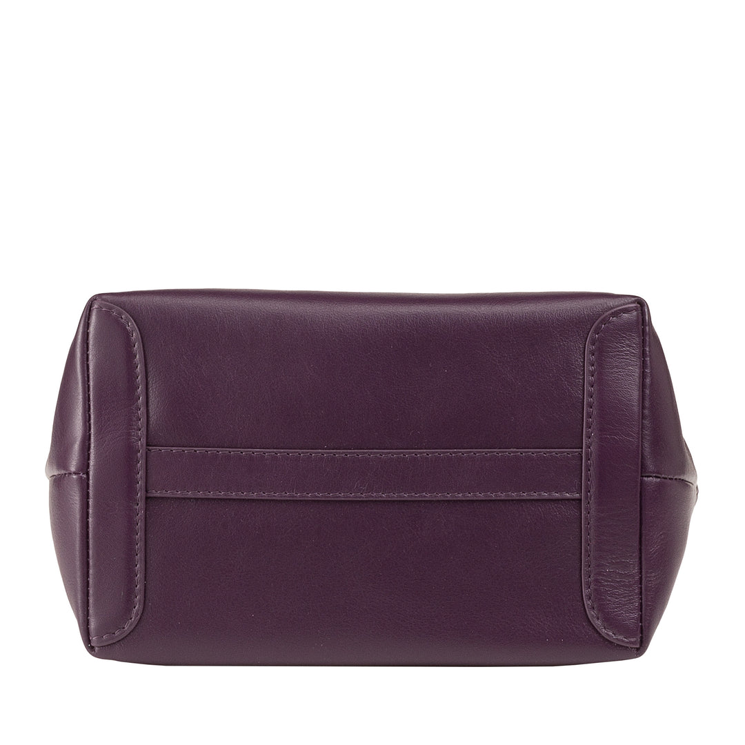 DUDU Borsa Donna Piccola a Tracolla in Vera Pelle, Borsa Mini Bag da Sera Elegante, 22 x 13 cm, Doppi Manici, Tracolla a Catena, Chiusura Zip
