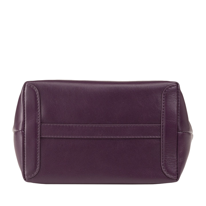 DUDU Borsa Donna Piccola a Tracolla in Vera Pelle, Borsa Mini Bag da Sera Elegante, 22 x 13 cm, Doppi Manici, Tracolla a Catena, Chiusura Zip