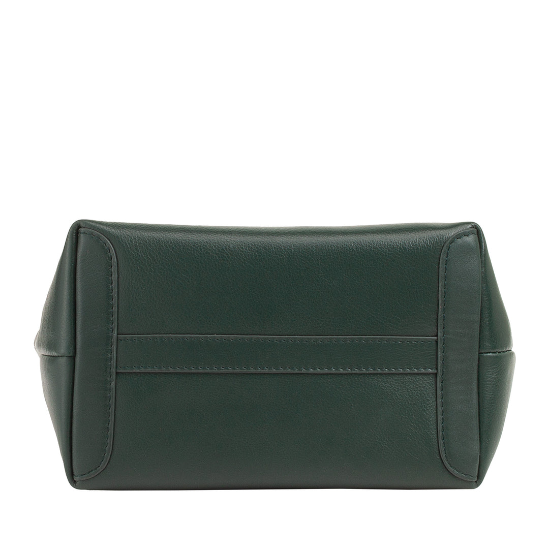 DUDU Borsa Donna Piccola a Tracolla in Vera Pelle, Borsa Mini Bag da Sera Elegante, 22 x 13 cm, Doppi Manici, Tracolla a Catena, Chiusura Zip
