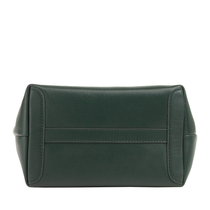 DUDU Borsa Donna Piccola a Tracolla in Vera Pelle, Borsa Mini Bag da Sera Elegante, 22 x 13 cm, Doppi Manici, Tracolla a Catena, Chiusura Zip