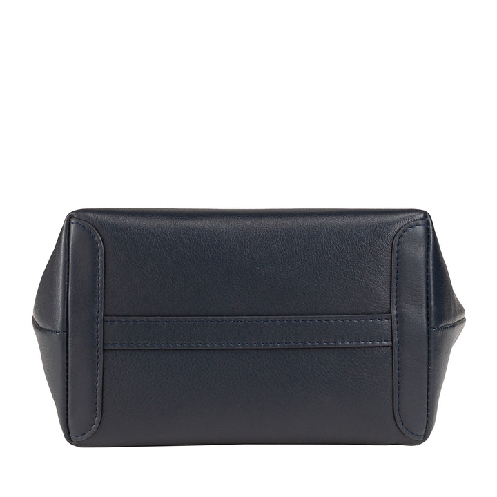 DUDU Borsa Donna Piccola a Tracolla in Vera Pelle, Borsa Mini Bag da Sera Elegante, 22 x 13 cm, Doppi Manici, Tracolla a Catena, Chiusura Zip