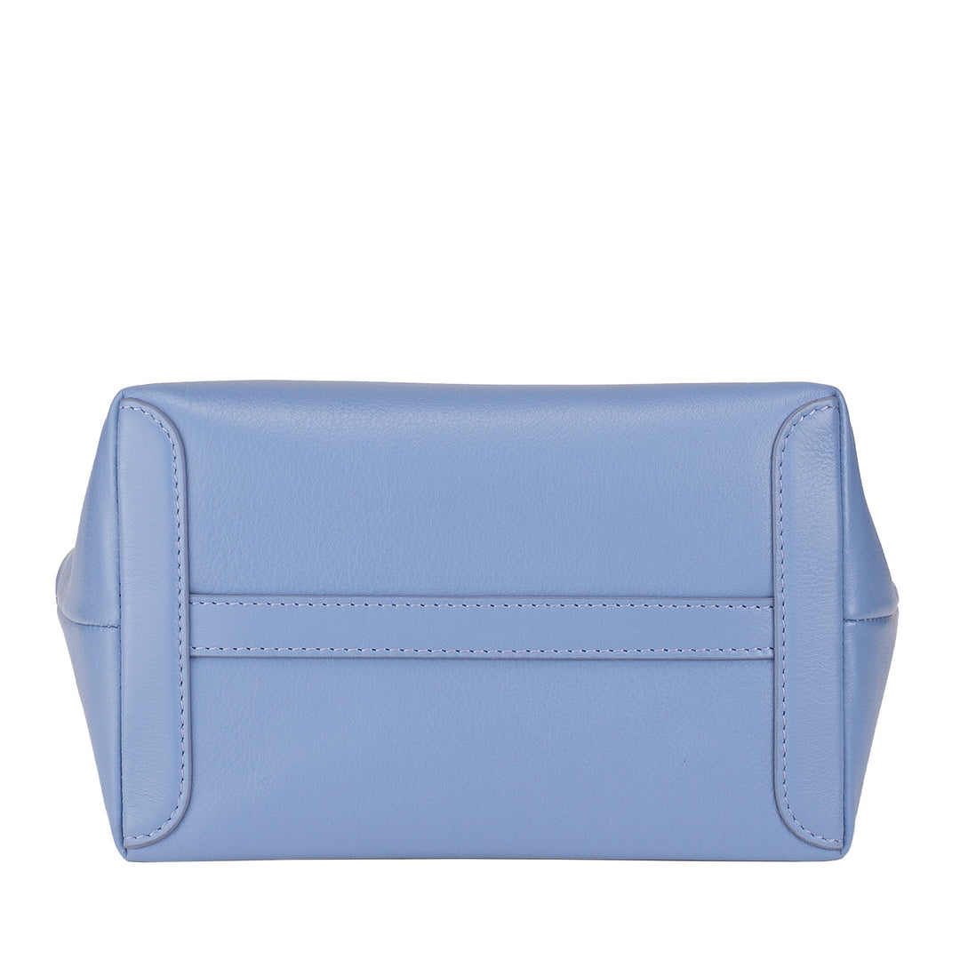 DUDU Borsa Donna Piccola a Tracolla in Vera Pelle, Borsa Mini Bag da Sera Elegante, 22 x 13 cm, Doppi Manici, Tracolla a Catena, Chiusura Zip