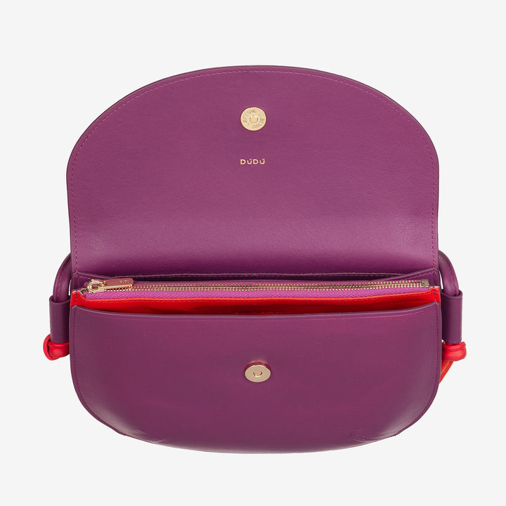 DUDU Borsa Donna a Tracolla con Patta in Vera Pelle, Piccola Borsetta a Spalla con Pattina a Bottone Magnetico, Borsa