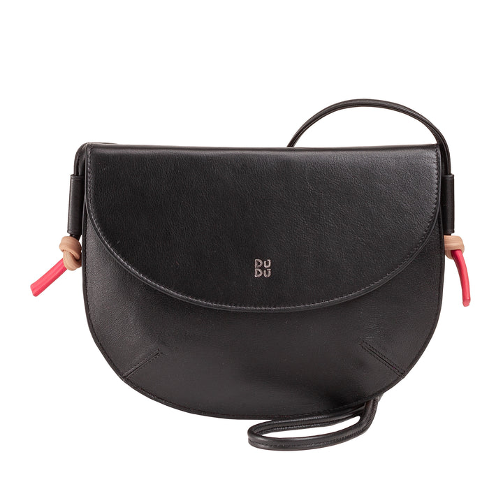 DUDU Borsa Donna a Tracolla con Patta in Vera Pelle, Piccola Borsetta a Spalla con Pattina a Bottone Magnetico, Borsa