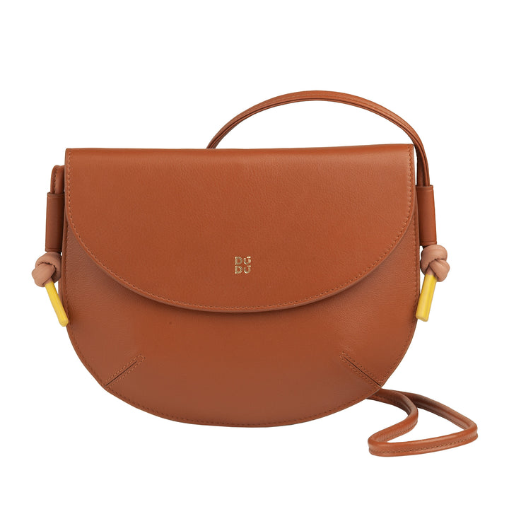 DUDU Borsa Donna a Tracolla con Patta in Vera Pelle, Piccola Borsetta a Spalla con Pattina a Bottone Magnetico, Borsa
