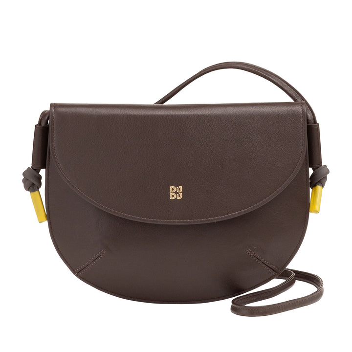 DUDU Borsa Donna a Tracolla con Patta in Vera Pelle, Piccola Borsetta a Spalla con Pattina a Bottone Magnetico, Borsa