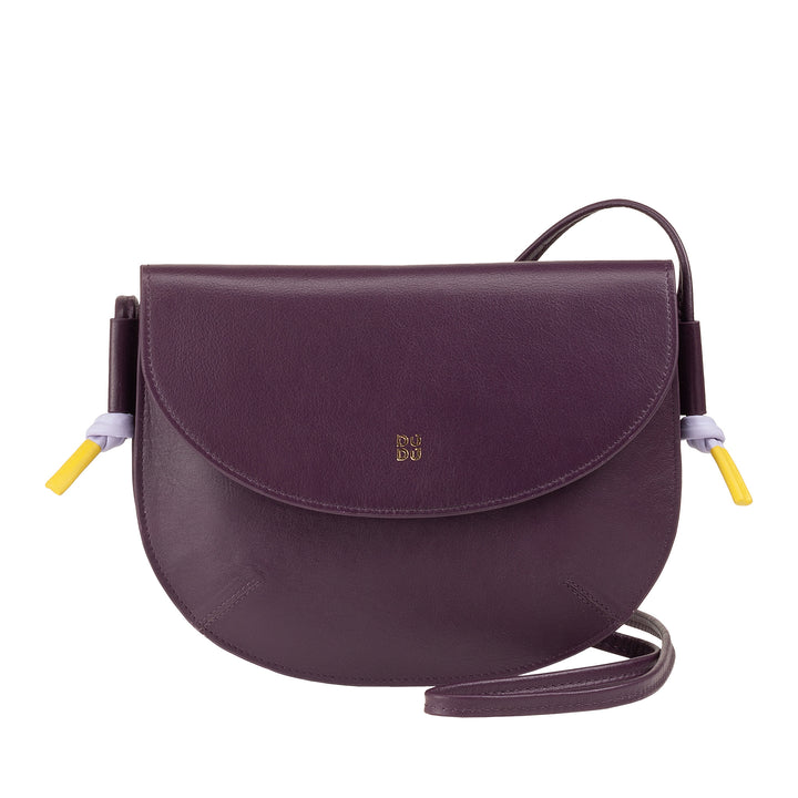 DUDU Borsa Donna a Tracolla con Patta in Vera Pelle, Piccola Borsetta a Spalla con Pattina a Bottone Magnetico, Borsa