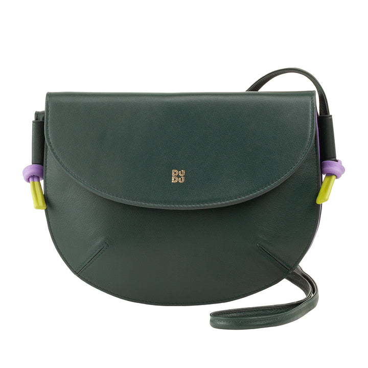 DUDU Borsa Donna a Tracolla con Patta in Vera Pelle, Piccola Borsetta a Spalla con Pattina a Bottone Magnetico, Borsa
