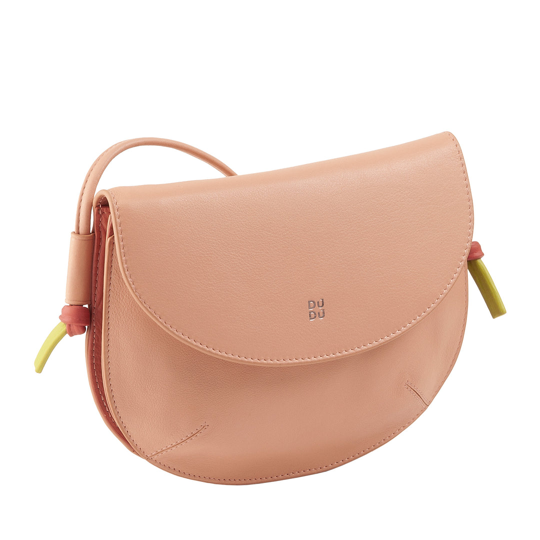 DUDU Borsa Donna a Tracolla con Patta in Vera Pelle, Piccola Borsetta a Spalla con Pattina a Bottone Magnetico, Borsa