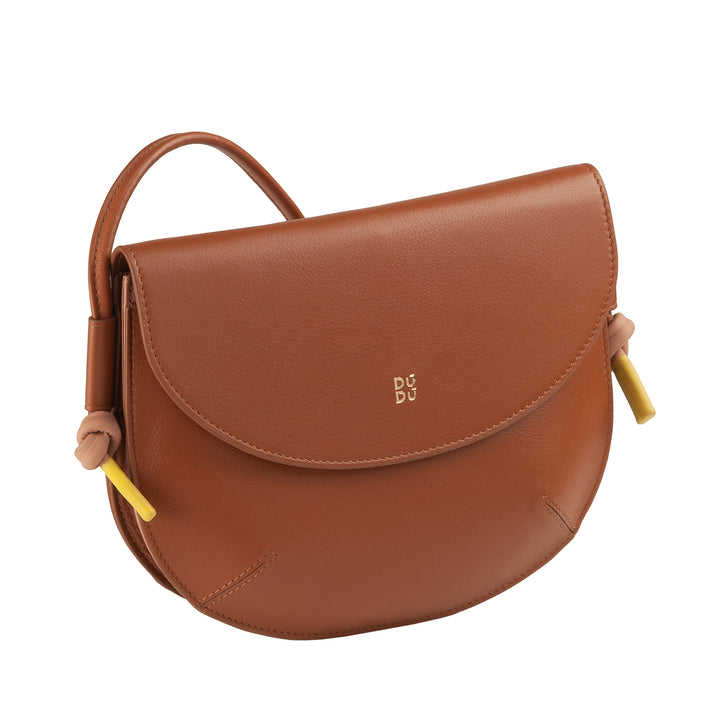 DUDU Borsa Donna a Tracolla con Patta in Vera Pelle, Piccola Borsetta a Spalla con Pattina a Bottone Magnetico, Borsa