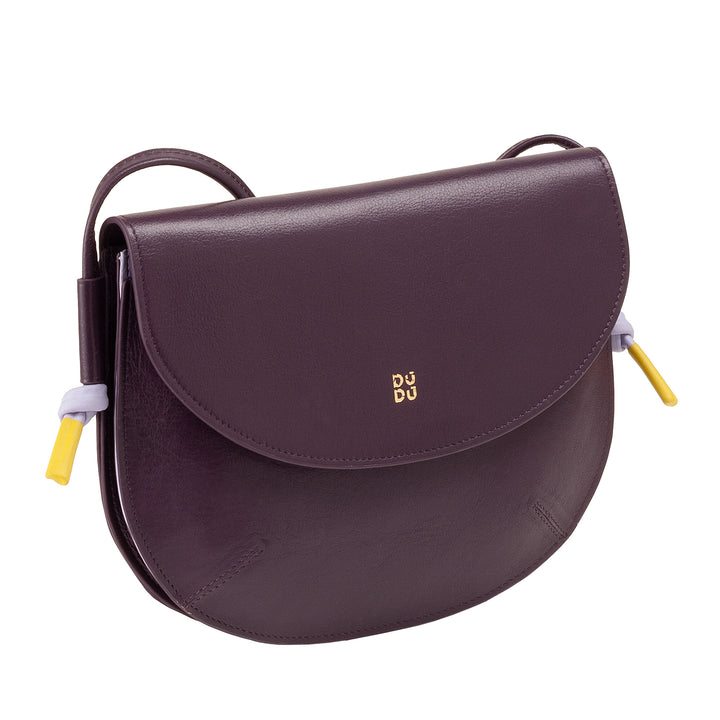 DUDU Borsa Donna a Tracolla con Patta in Vera Pelle, Piccola Borsetta a Spalla con Pattina a Bottone Magnetico, Borsa