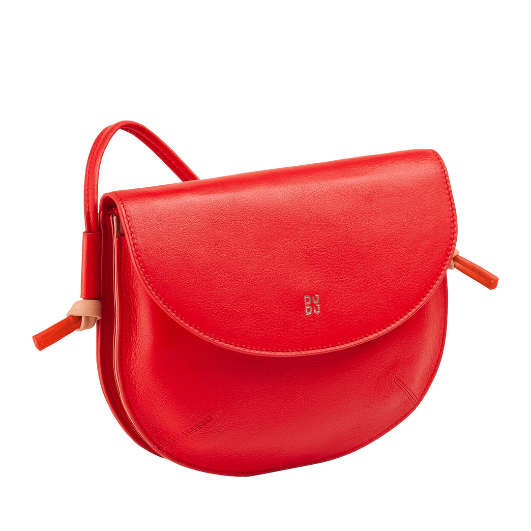 DUDU Borsa Donna a Tracolla con Patta in Vera Pelle, Piccola Borsetta a Spalla con Pattina a Bottone Magnetico, Borsa