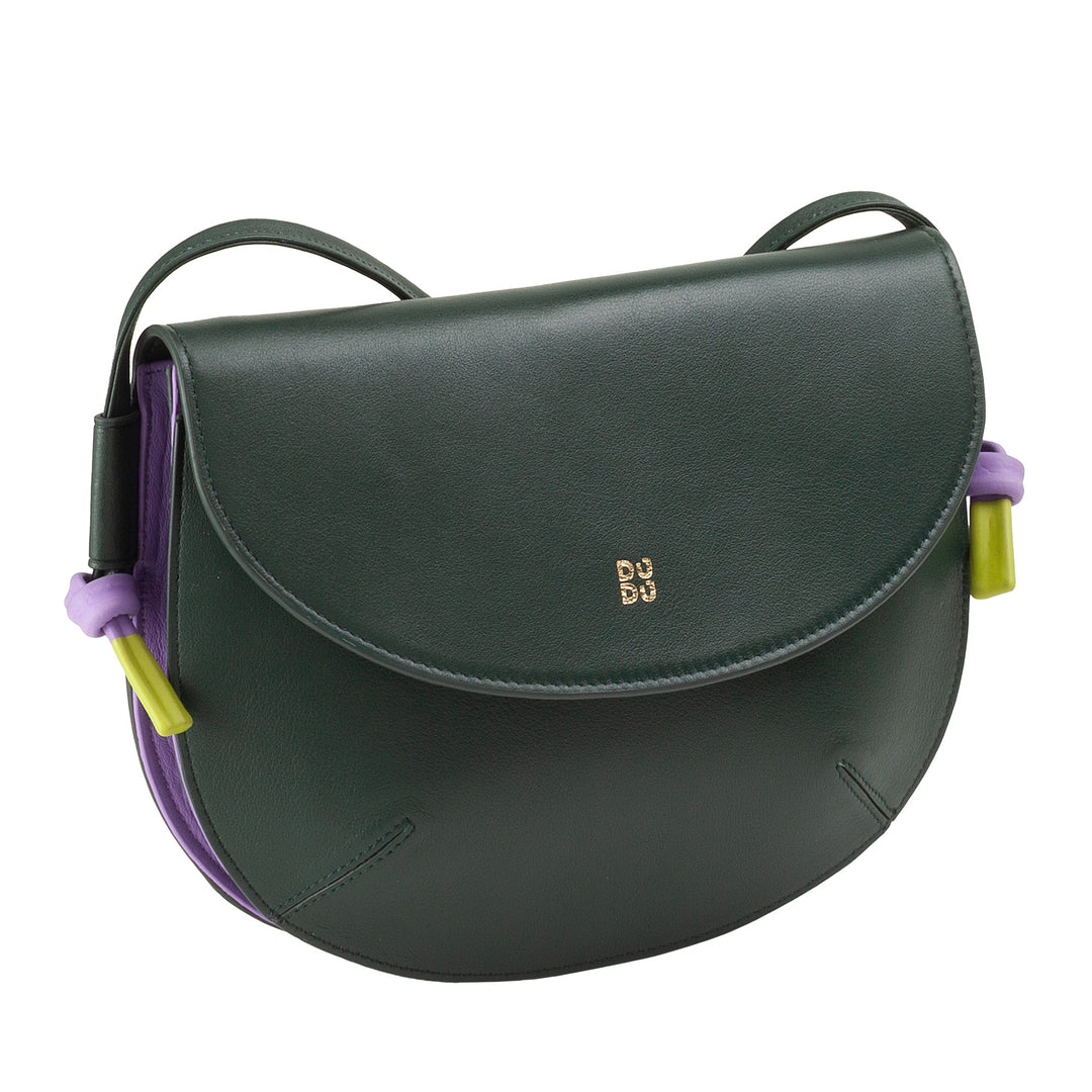 DUDU Borsa Donna a Tracolla con Patta in Vera Pelle, Piccola Borsetta a Spalla con Pattina a Bottone Magnetico, Borsa