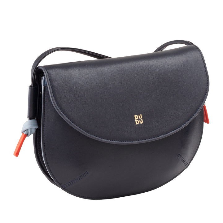 DUDU Borsa Donna a Tracolla con Patta in Vera Pelle, Piccola Borsetta a Spalla con Pattina a Bottone Magnetico, Borsa