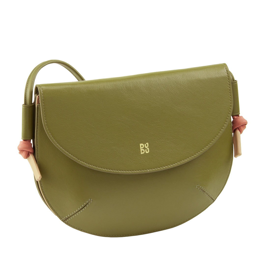 DUDU Borsa Donna a Tracolla con Patta in Vera Pelle, Piccola Borsetta a Spalla con Pattina a Bottone Magnetico, Borsa