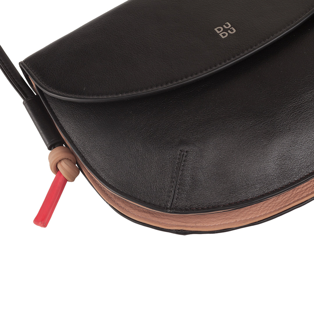 DUDU Borsa Donna a Tracolla con Patta in Vera Pelle, Piccola Borsetta a Spalla con Pattina a Bottone Magnetico, Borsa