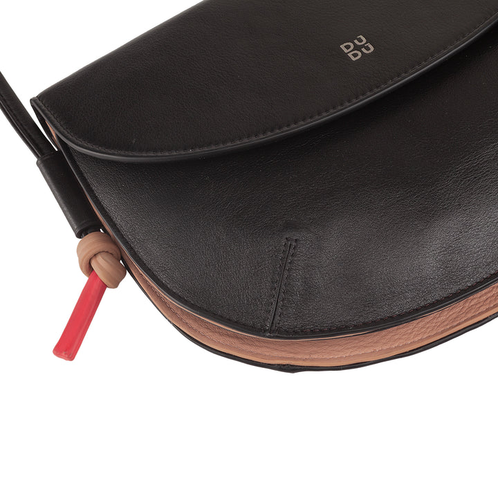 DUDU Borsa Donna a Tracolla con Patta in Vera Pelle, Piccola Borsetta a Spalla con Pattina a Bottone Magnetico, Borsa