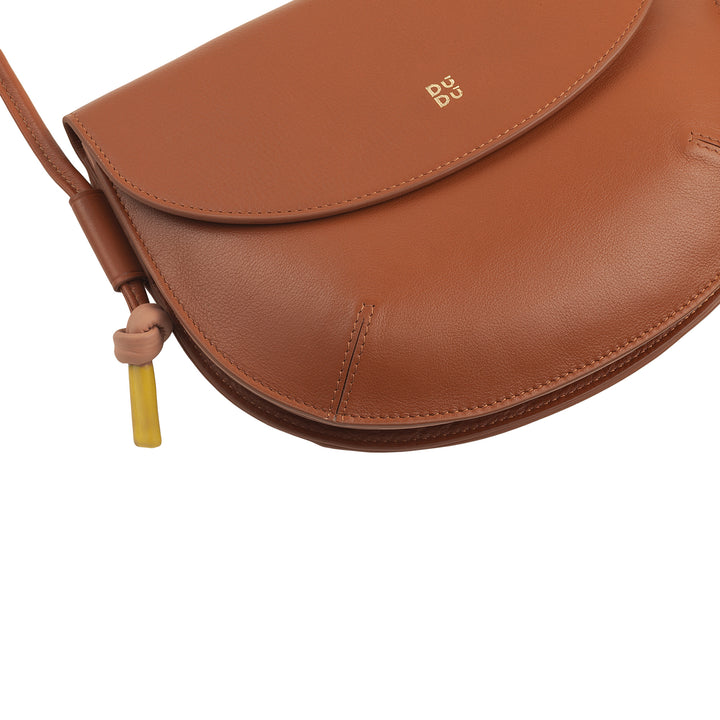 DUDU Borsa Donna a Tracolla con Patta in Vera Pelle, Piccola Borsetta a Spalla con Pattina a Bottone Magnetico, Borsa