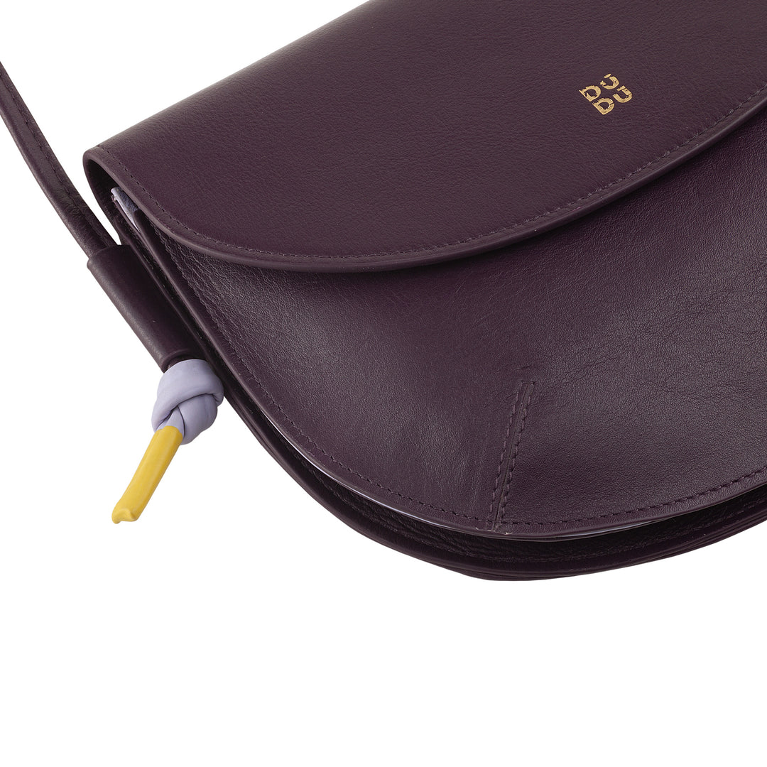 DUDU Borsa Donna a Tracolla con Patta in Vera Pelle, Piccola Borsetta a Spalla con Pattina a Bottone Magnetico, Borsa