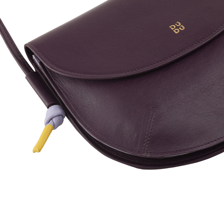 DUDU Borsa Donna a Tracolla con Patta in Vera Pelle, Piccola Borsetta a Spalla con Pattina a Bottone Magnetico, Borsa
