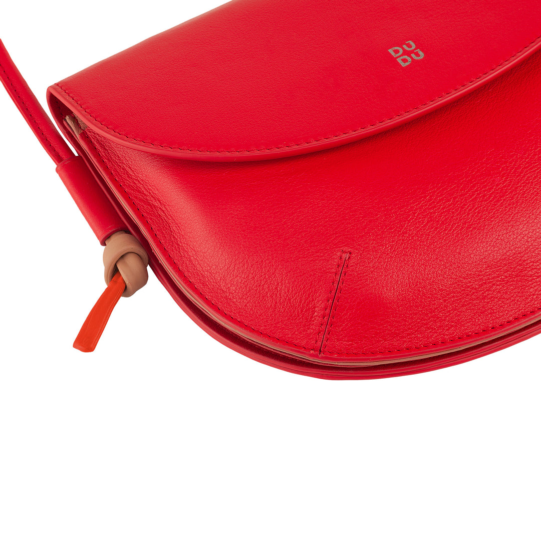 DUDU Borsa Donna a Tracolla con Patta in Vera Pelle, Piccola Borsetta a Spalla con Pattina a Bottone Magnetico, Borsa